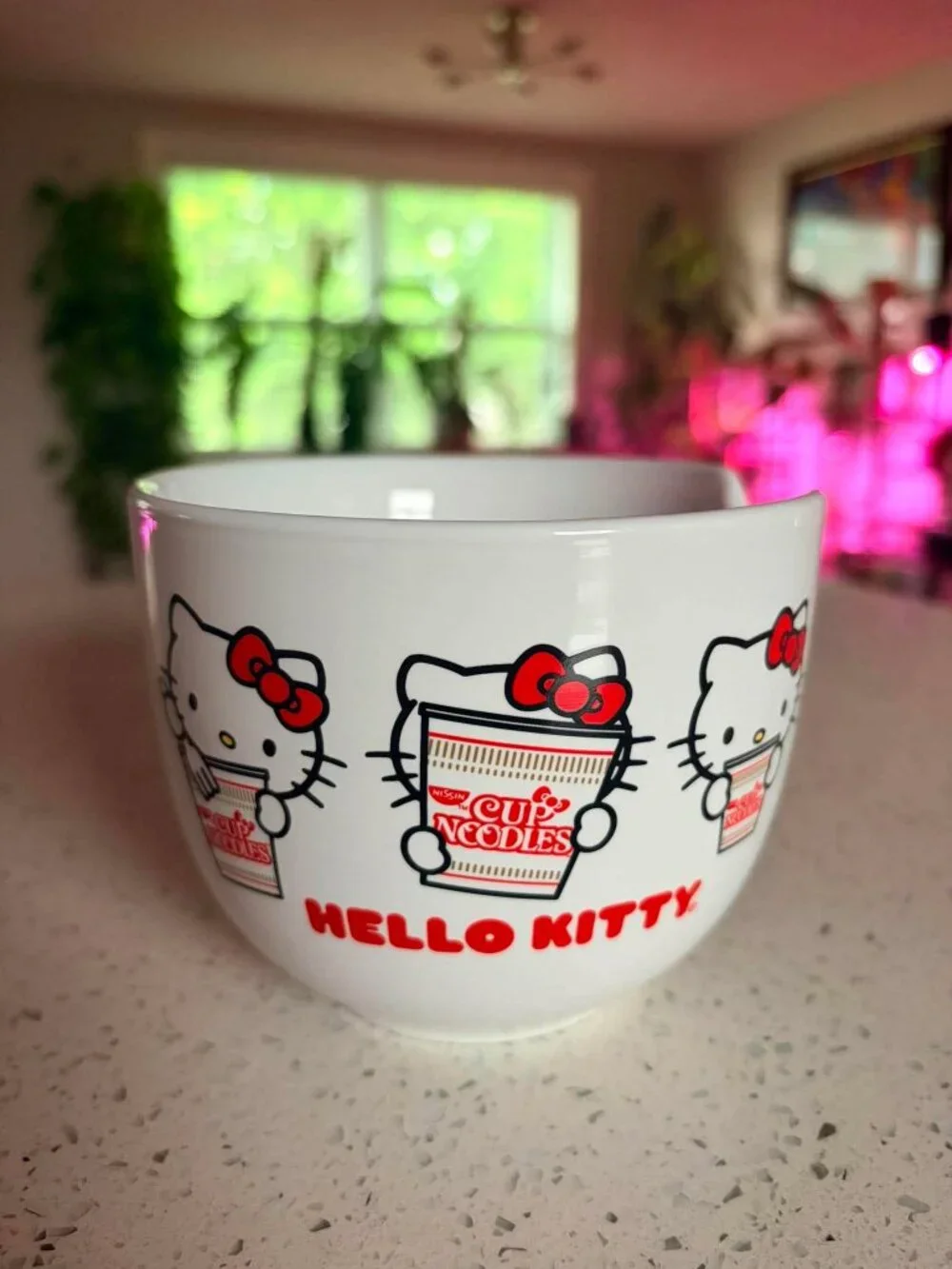 Hello Kitty x Nissin Cup Noodles Ramen Bowl 2011 Sanrio Ceramic Soup Bowl Chopst